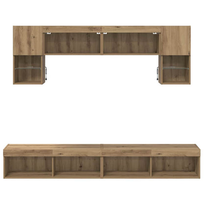 vidaXL TV Wall Units with LED 6 pcs Artisan Oak Engineered Wood