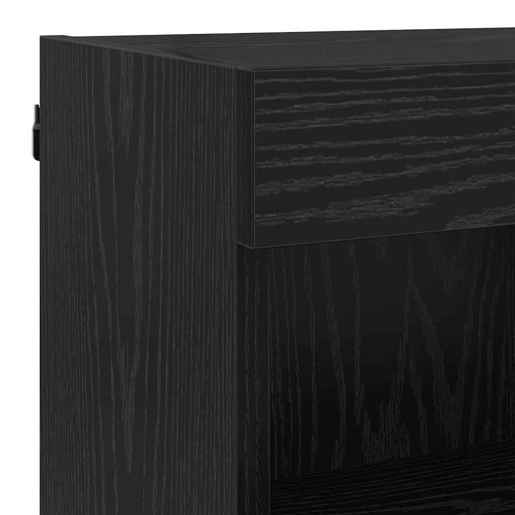 vidaXL TV Wall Units with LED 6 pcs Black Oak Engineered Wood