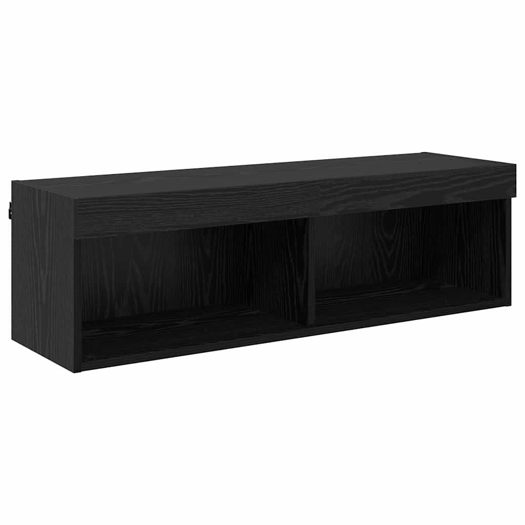 vidaXL TV Wall Units with LED 6 pcs Black Oak Engineered Wood