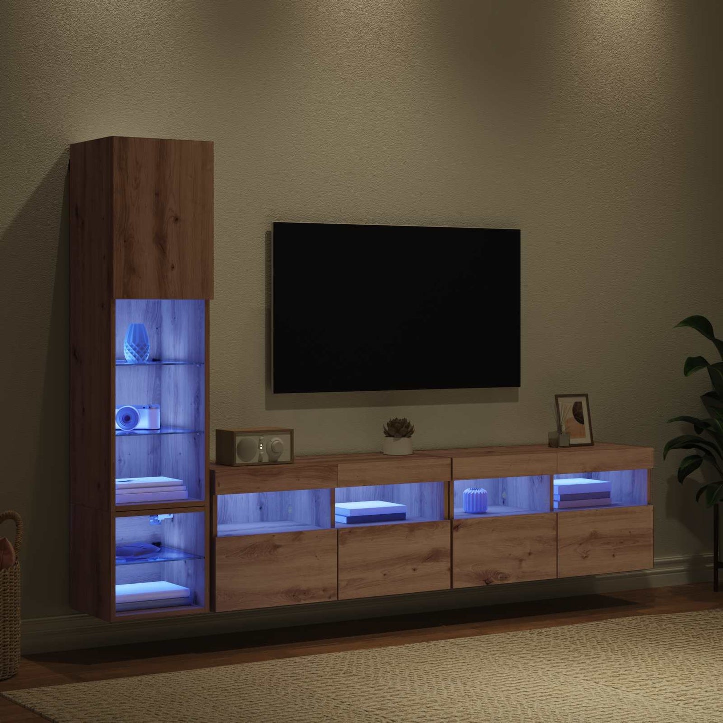 vidaXL TV Wall Unit 4 pcs Artisan Oak Engineered Wood
