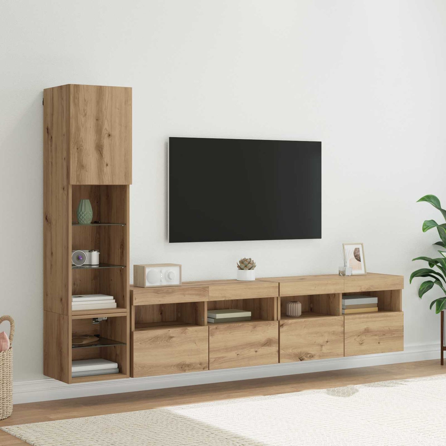 vidaXL TV Wall Unit 4 pcs Artisan Oak Engineered Wood