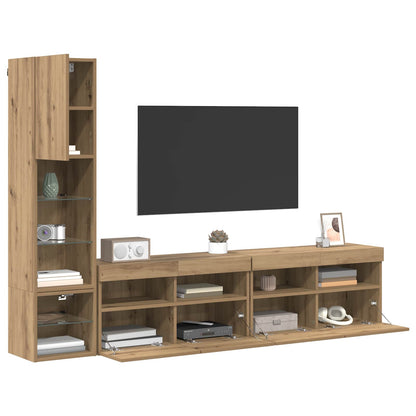 vidaXL TV Wall Unit 4 pcs Artisan Oak Engineered Wood