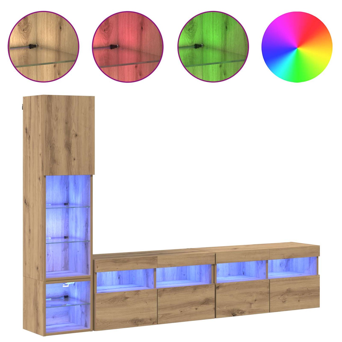 vidaXL TV Wall Unit 4 pcs Artisan Oak Engineered Wood