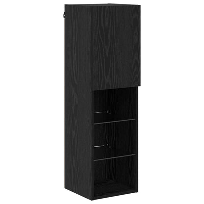 vidaXL TV Wall Unit with LED 4 pcs Black Oak Engineered Wood