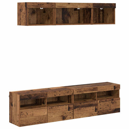 vidaXL TV Wall Units with LED with LED 5 pcs Old Wood 80 x 30 x 40 cm