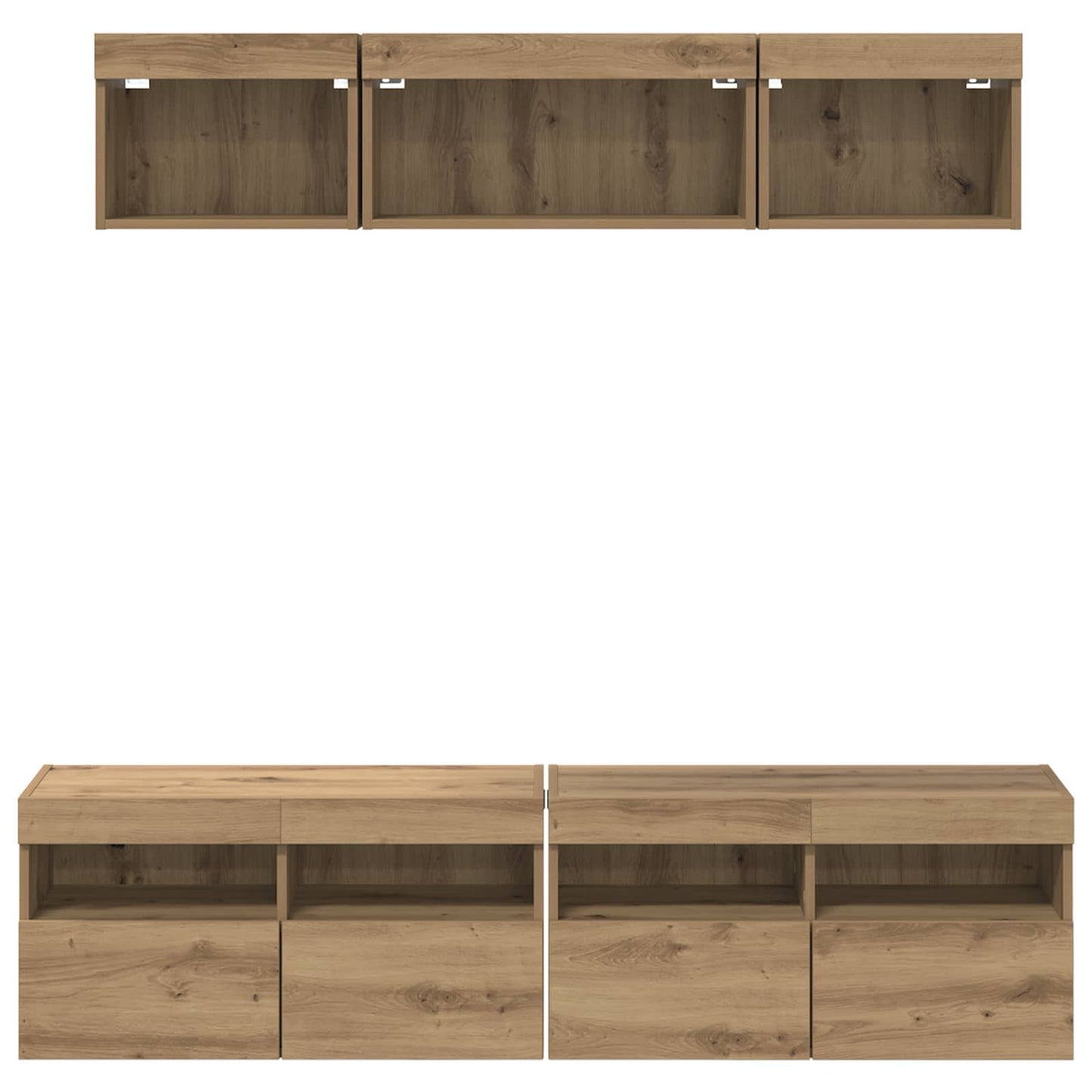 vidaXL TV Wall Units with LED 5 pcs Artisan Oak Engineered Wood