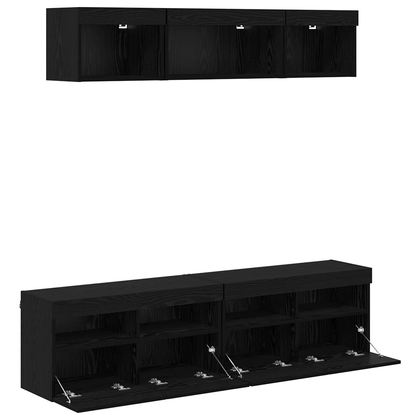vidaXL TV Wall Units with LED with LED 5 pcs Black Oak 80 x 30 x 40 cm