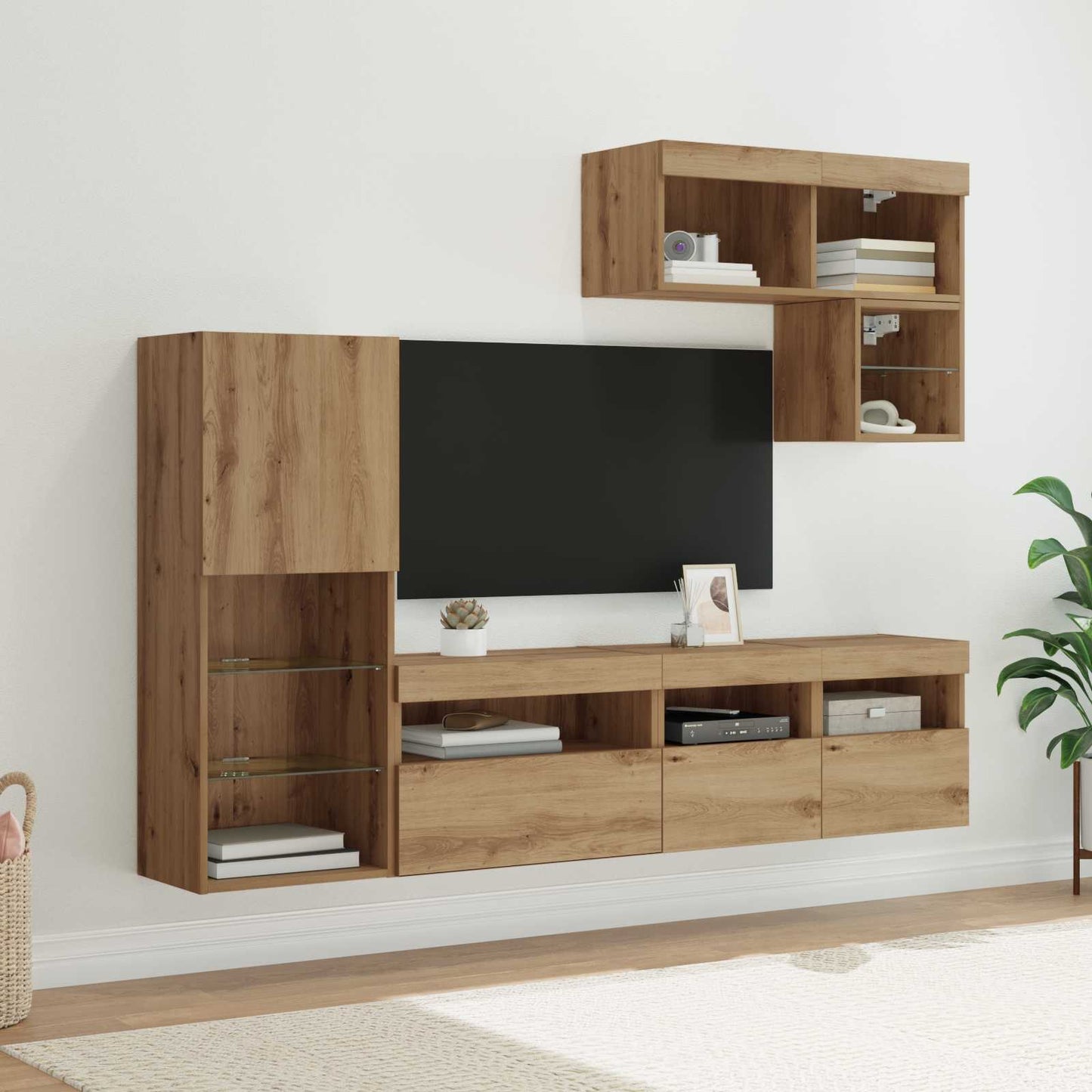 vidaXL TV Wall Units 6 pcs Artisan Oak Engineered Wood