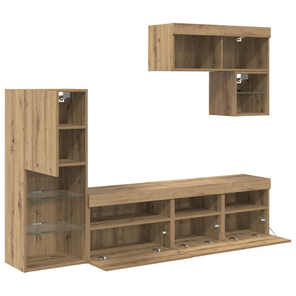 vidaXL TV Wall Units 6 pcs Artisan Oak Engineered Wood