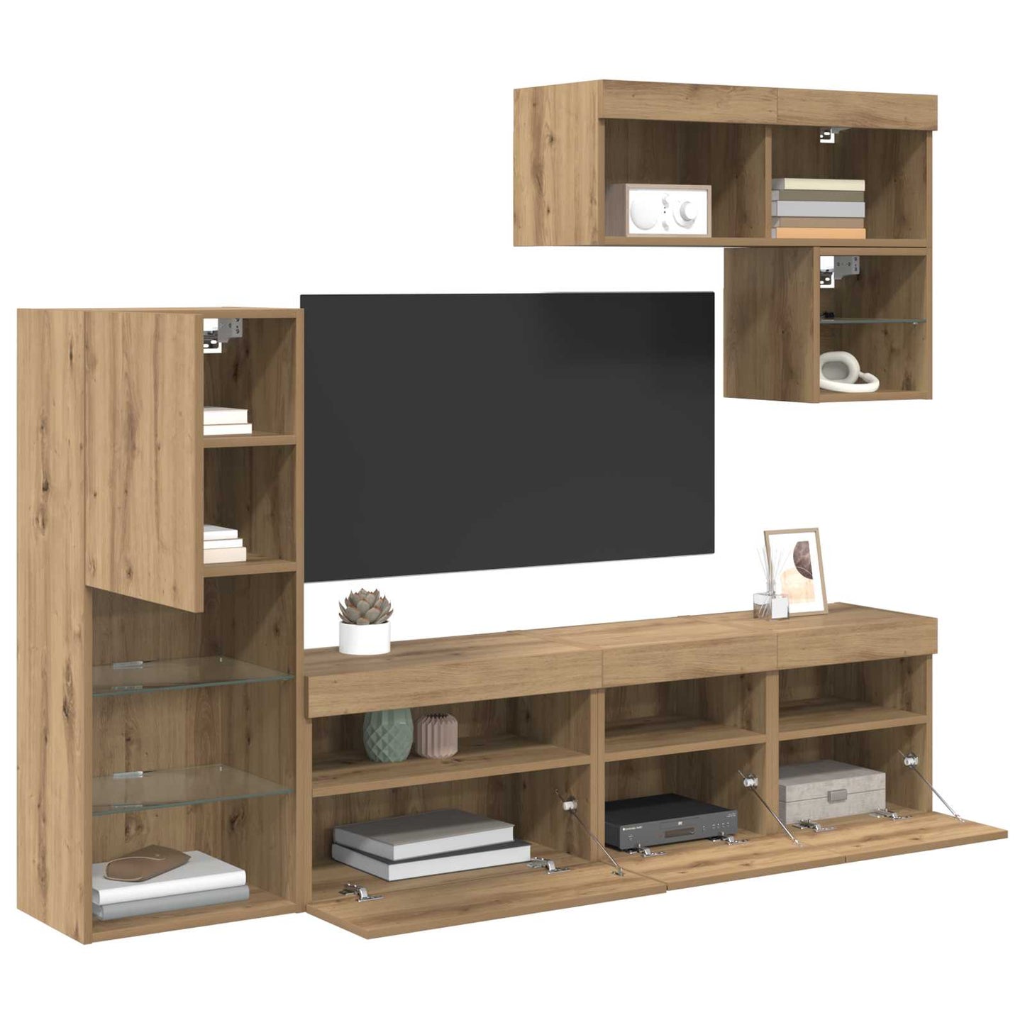 vidaXL TV Wall Units 6 pcs Artisan Oak Engineered Wood