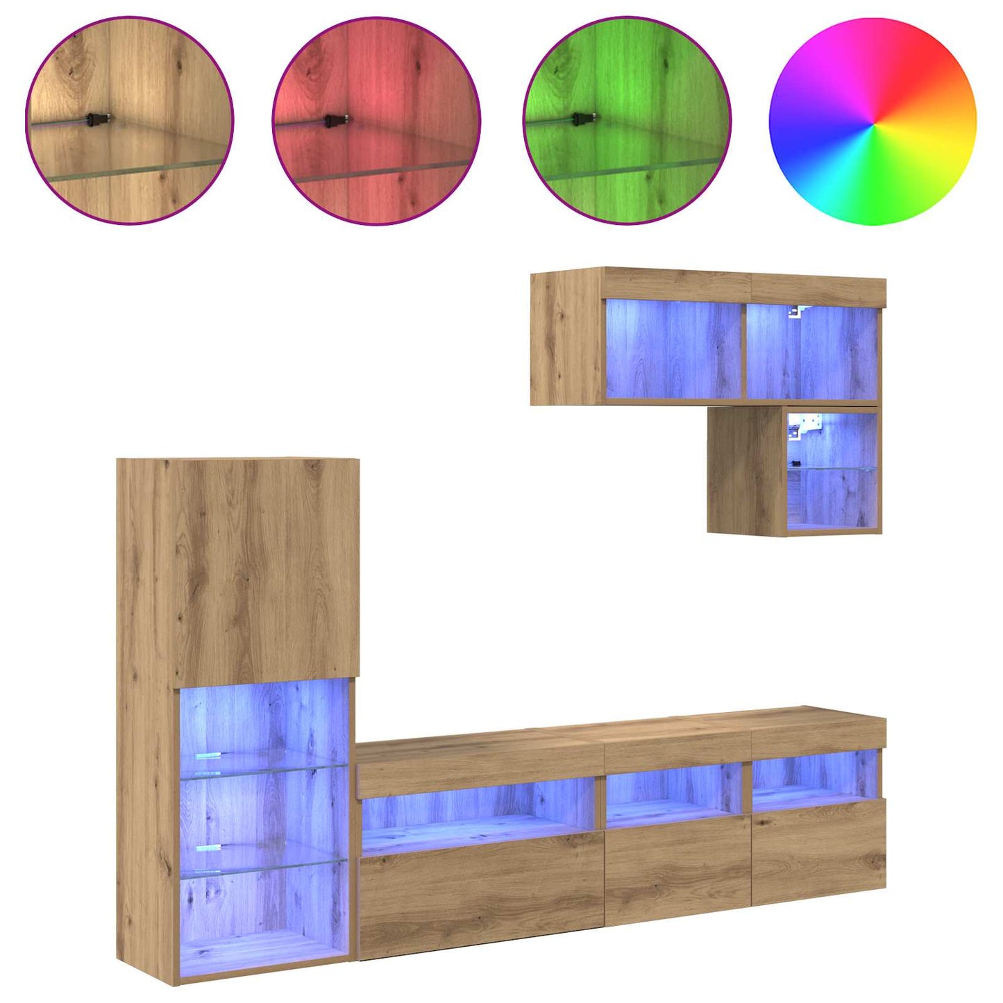 vidaXL TV Wall Units 6 pcs Artisan Oak Engineered Wood
