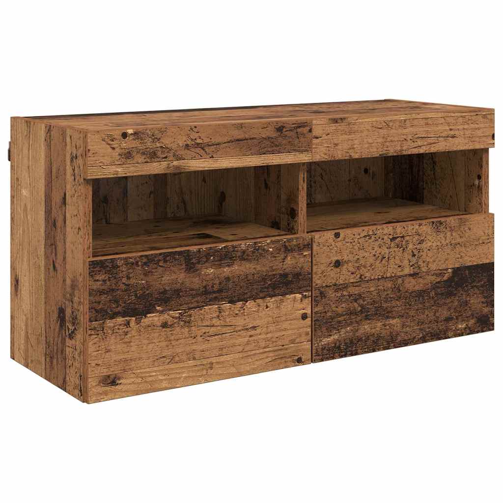vidaXL TV Wall Units with LED Old Wood Engineered Wood