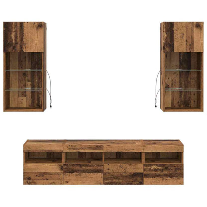 vidaXL TV Wall Units with LED Old Wood Engineered Wood
