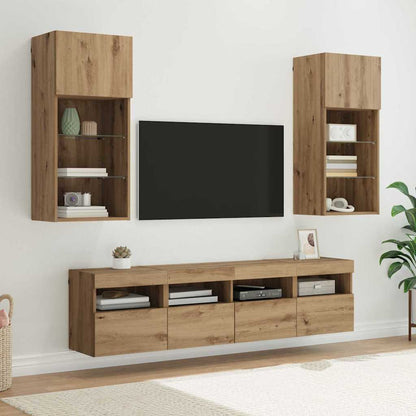 vidaXL TV Wall Units with LED 5 pcs Artisan Oak Engineered Wood