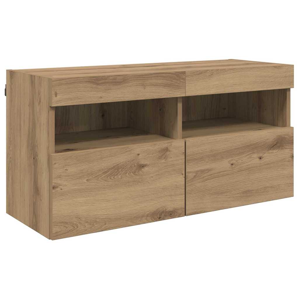 vidaXL TV Wall Units with LED 5 pcs Artisan Oak Engineered Wood