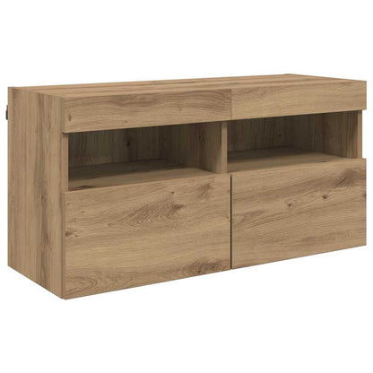 vidaXL TV Wall Units with LED 5 pcs Artisan Oak Engineered Wood