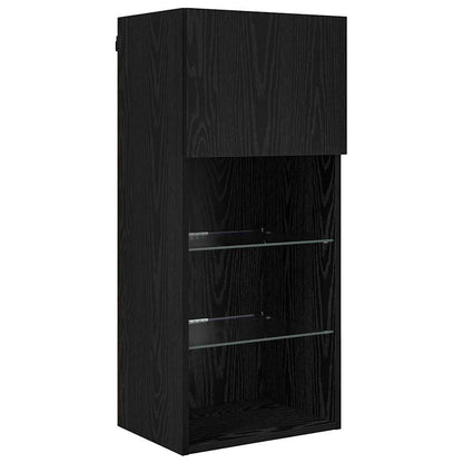 vidaXL TV Wall Units with LED Black Oak Engineered Wood