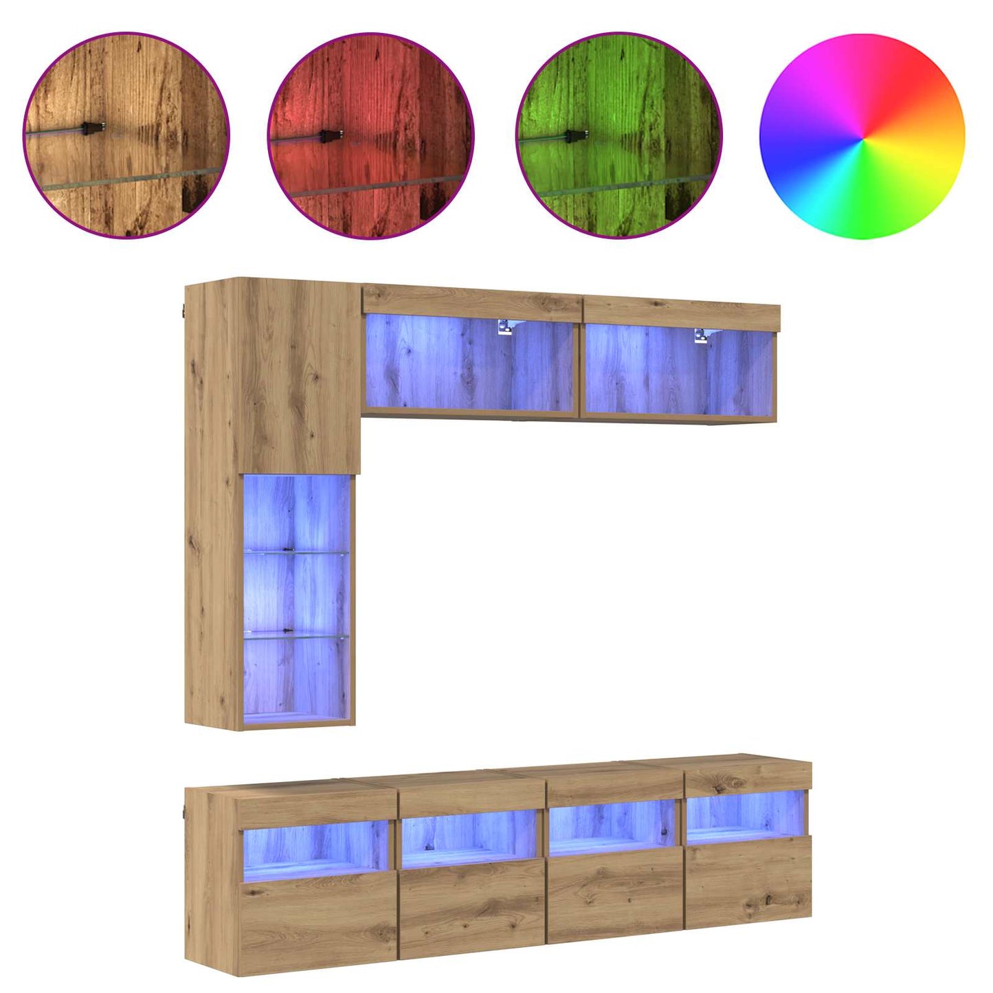 vidaXL TV Cabinet 7 pcs Artisan Oak Engineered Wood