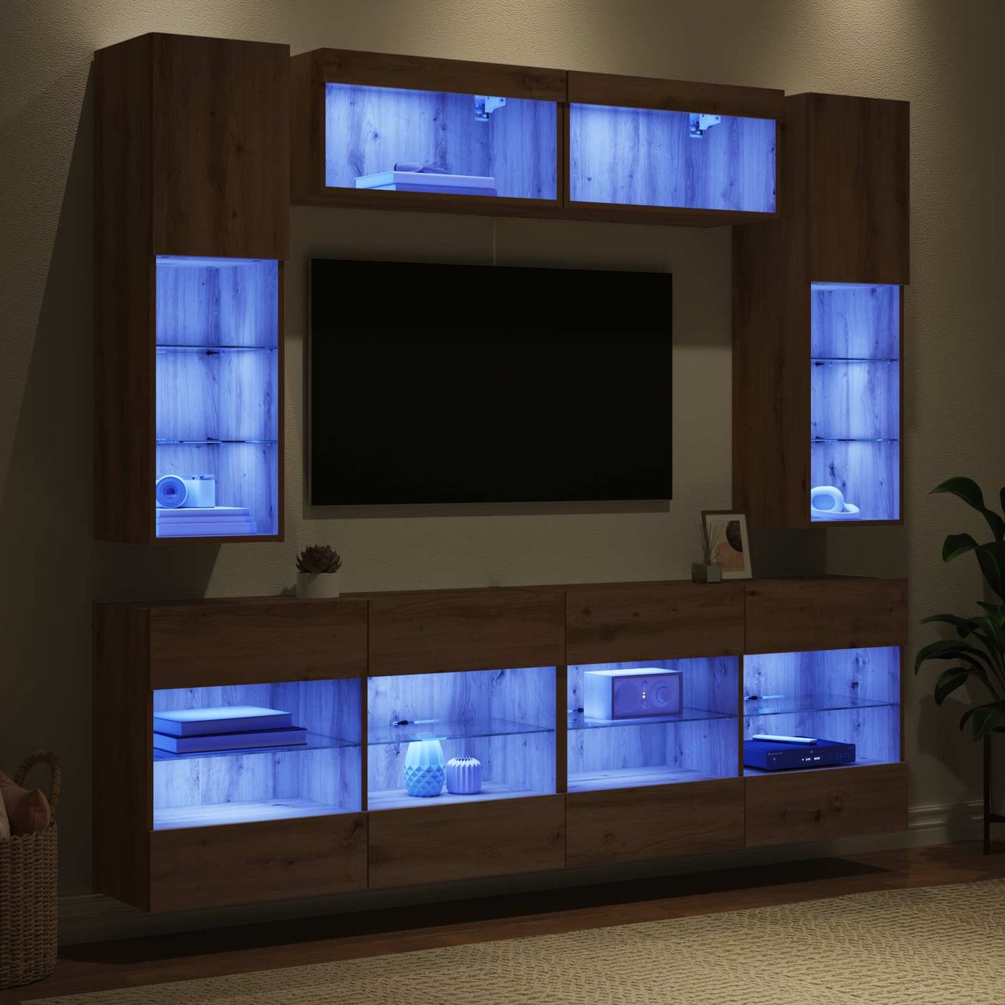 vidaXL TV Wall Cabinet Set 6 pcs Artisan Oak Engineered Wood