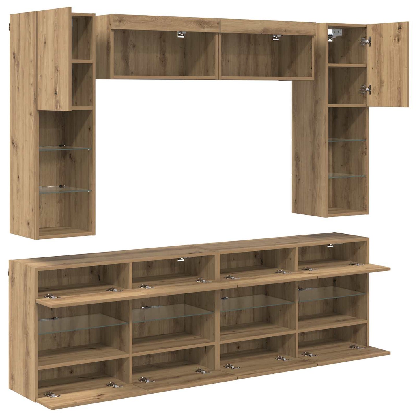 vidaXL TV Wall Cabinet Set 6 pcs Artisan Oak Engineered Wood