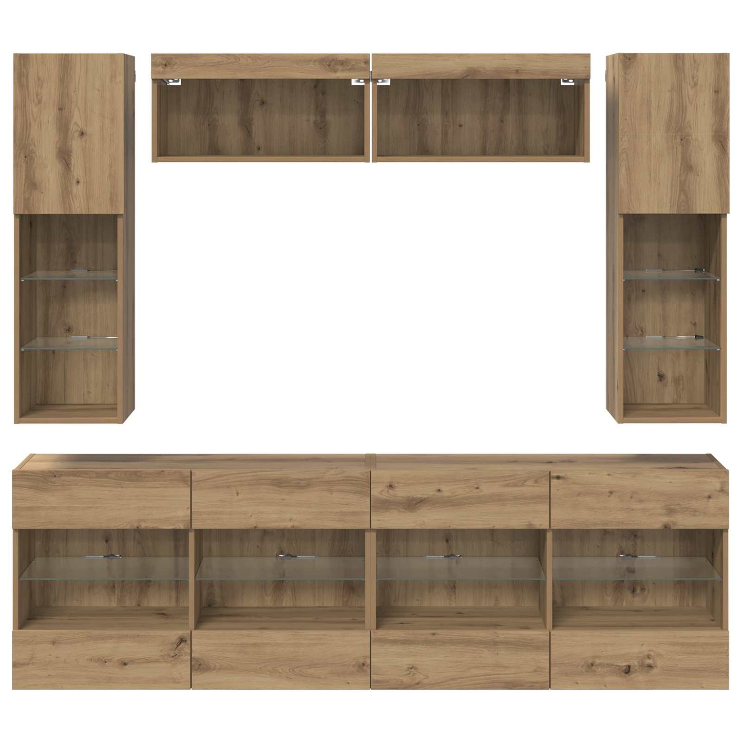 vidaXL TV Wall Cabinet Set 6 pcs Artisan Oak Engineered Wood