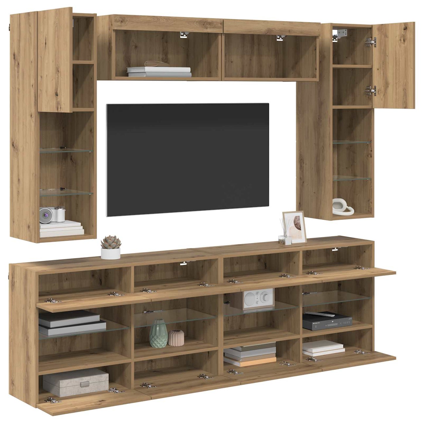 vidaXL TV Wall Cabinet Set 6 pcs Artisan Oak Engineered Wood