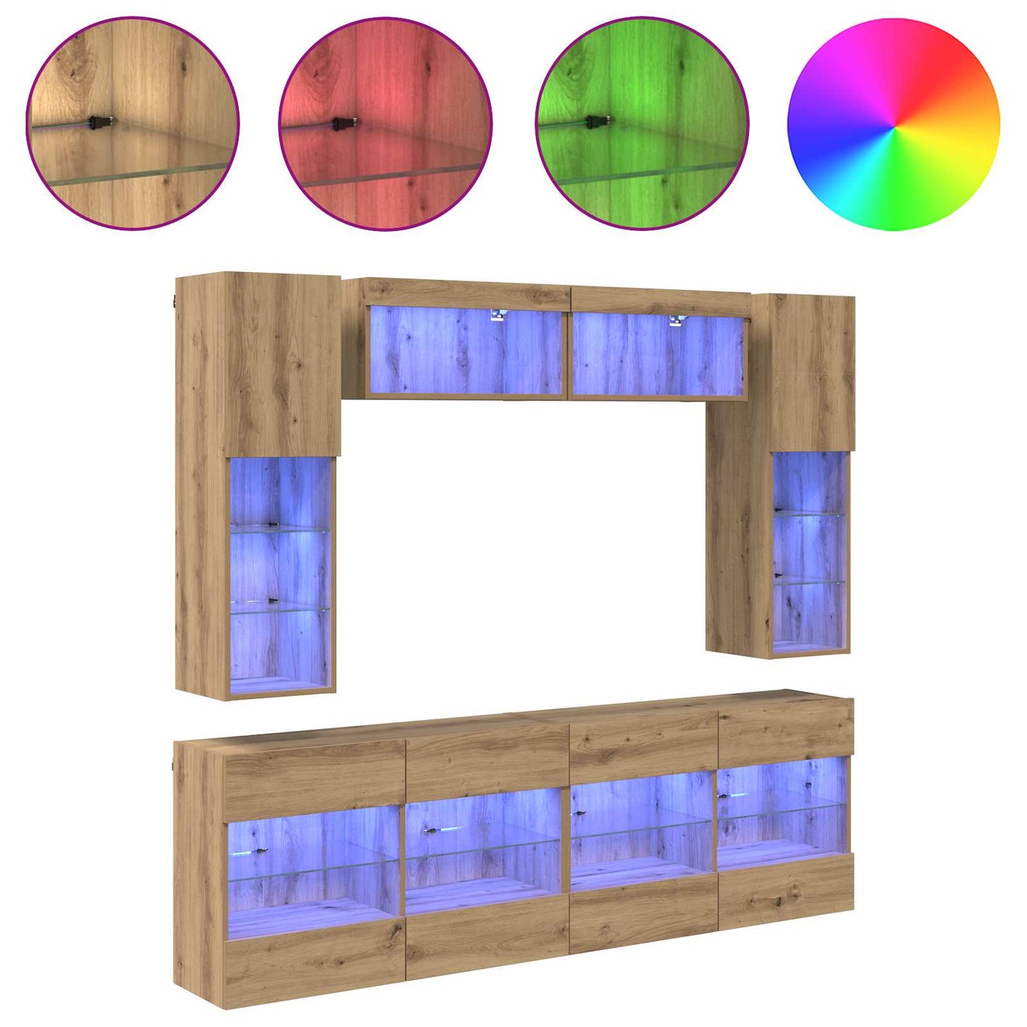 vidaXL TV Wall Cabinet Set 6 pcs Artisan Oak Engineered Wood