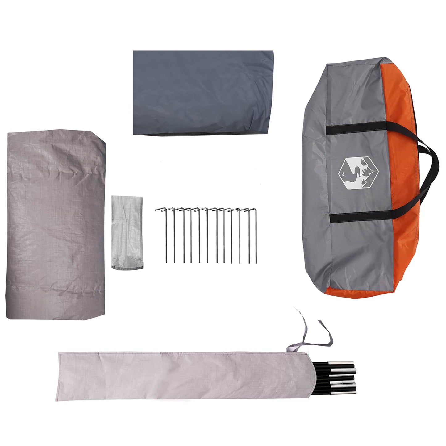 vidaXL Dome Tent with Removable Rainfly Grey and Orange 4-Person