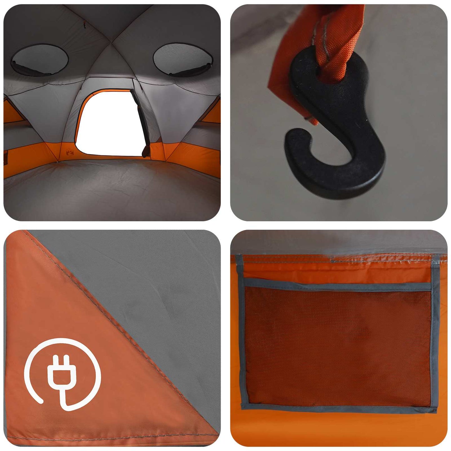 vidaXL Dome Tent with Removable Rainfly Grey and Orange 4-Person