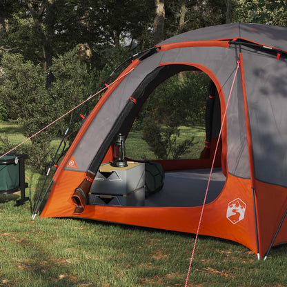 vidaXL Dome Tent with Removable Rainfly Grey and Orange 4-Person