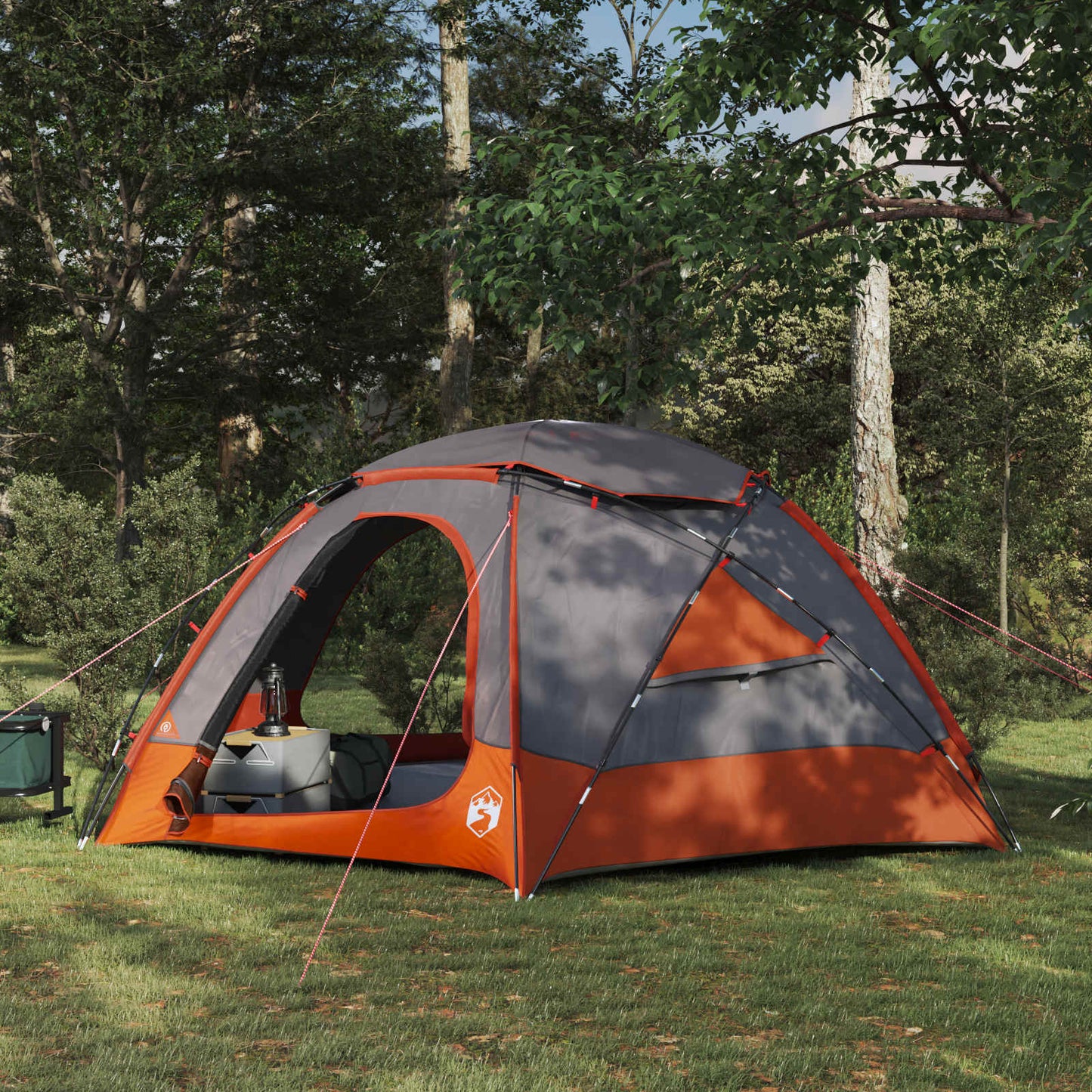 vidaXL Dome Tent with Removable Rainfly Grey and Orange 4-Person
