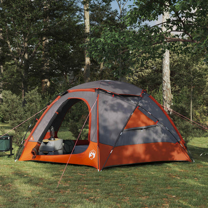 vidaXL Dome Tent with Removable Rainfly Grey and Orange 4-Person