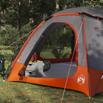 vidaXL Dome Tent with Removable Rainfly Grey and Orange 8-Person