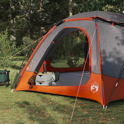 vidaXL Dome Tent with Removable Rainfly Grey and Orange 12-Person