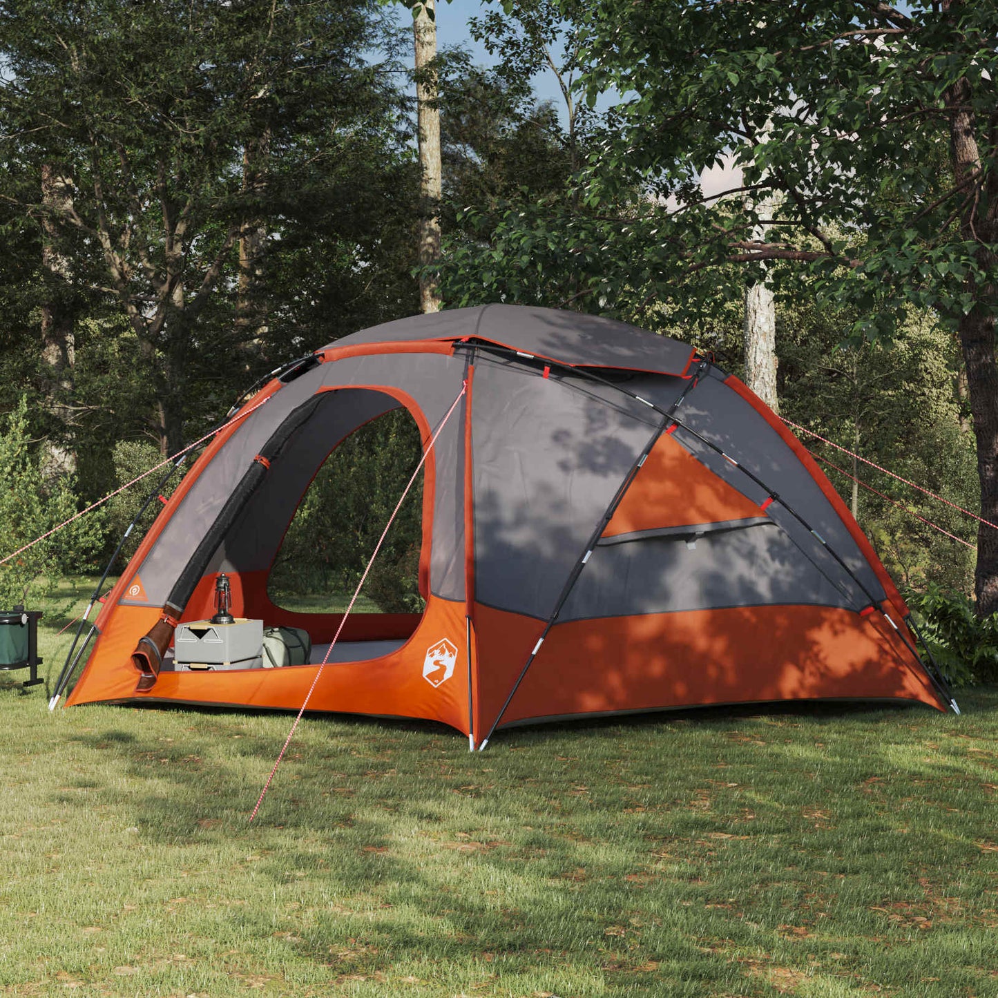 vidaXL Dome Tent with Removable Rainfly Grey and Orange 12-Person