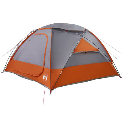 vidaXL Dome Tent with Removable Rainfly Grey and Orange 12-Person