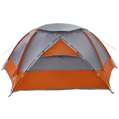 vidaXL Dome Tent with Removable Rainfly Grey and Orange 12-Person