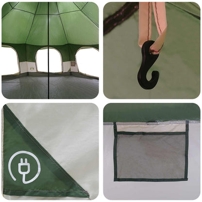 vidaXL Family Tent Green 10-Person 185T Polyester with PU Coating