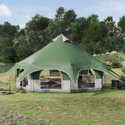 vidaXL Family Tent Green 10-Person 185T Polyester with PU Coating