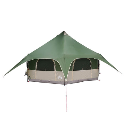 vidaXL Family Tent Green 10-Person 185T Polyester with PU Coating