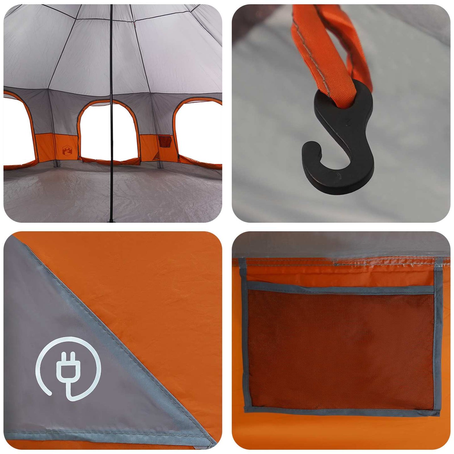 vidaXL Family Tent Grey and Orange 10-Person