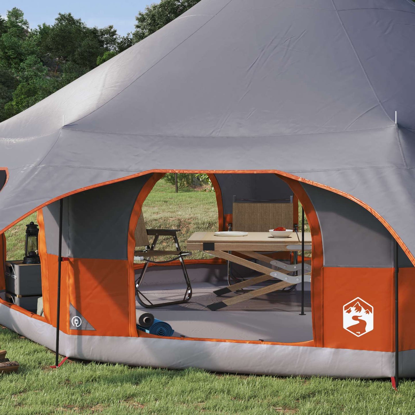 vidaXL Family Tent Grey and Orange 10-Person