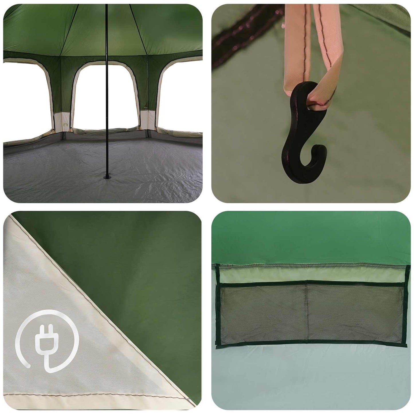 vidaXL Family Tent Green 5-Person 185T Polyester with PU Coating