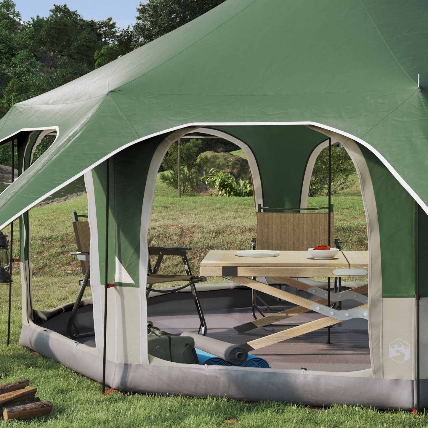 vidaXL Family Tent Green 5-Person 185T Polyester with PU Coating