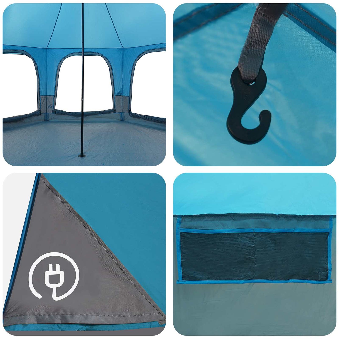 vidaXL Family Tent Blue 5-Person 185T Polyester with PU Coating
