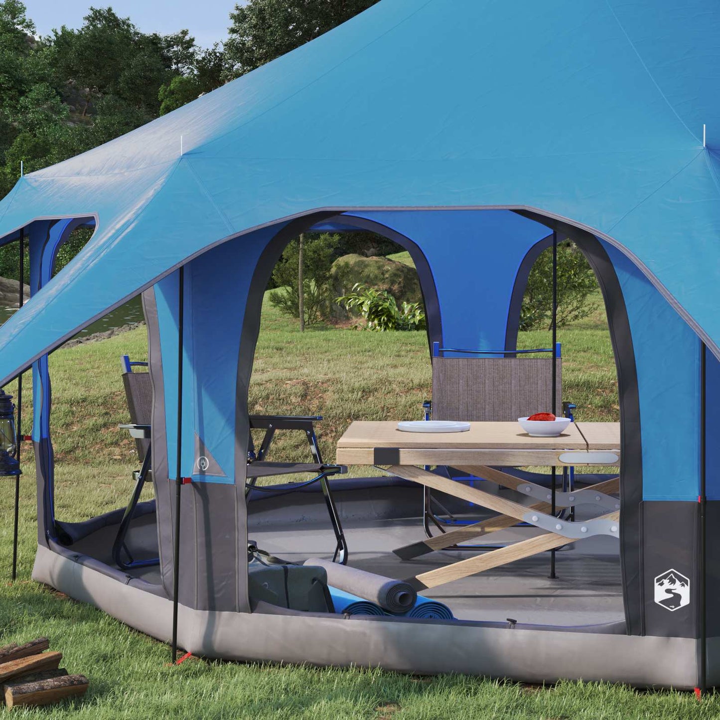 vidaXL Family Tent Blue 5-Person 185T Polyester with PU Coating
