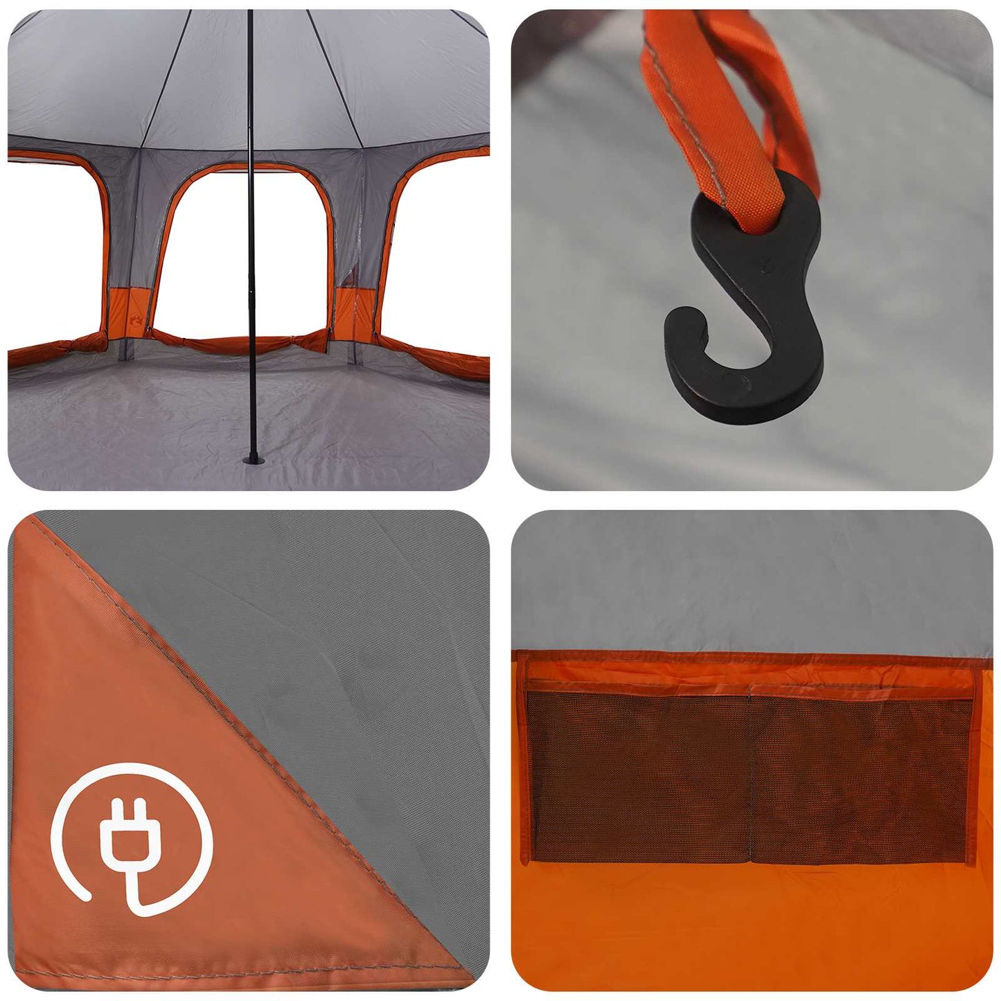 vidaXL Family Tent Grey and Orange 5-Person