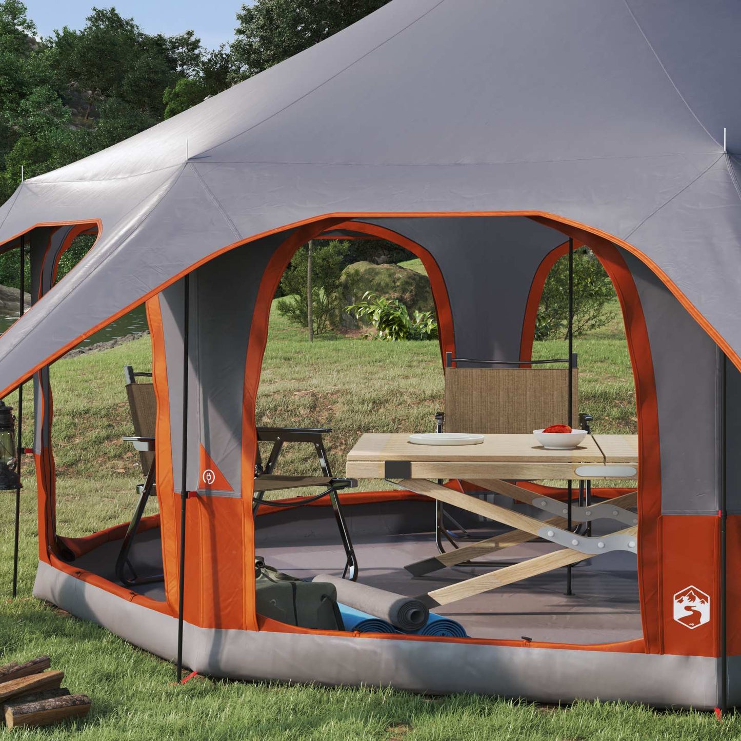 vidaXL Family Tent Grey and Orange 5-Person