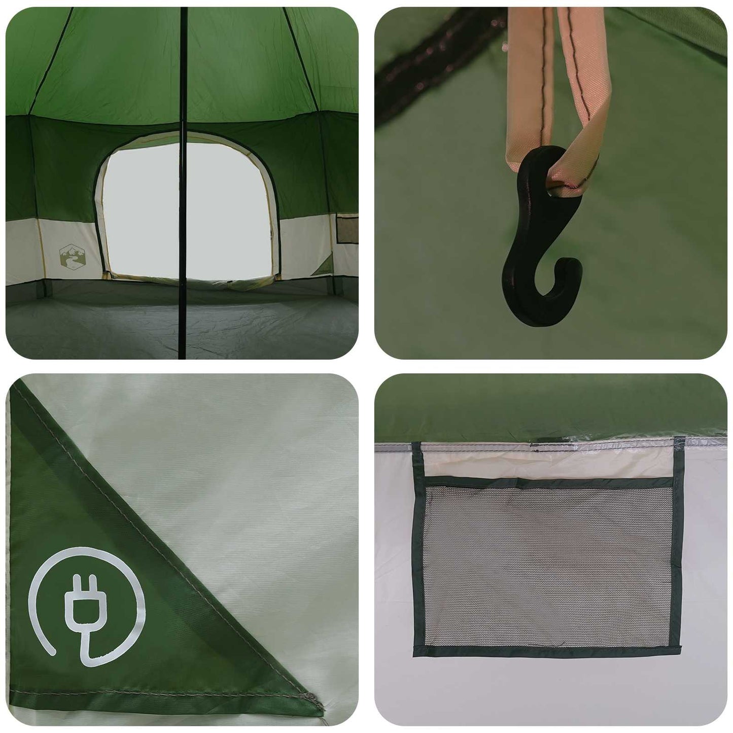 vidaXL Family Tent 18-Person Green 185T Polyester with PU Coating
