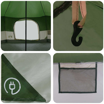 vidaXL Family Tent 18-Person Green 185T Polyester with PU Coating
